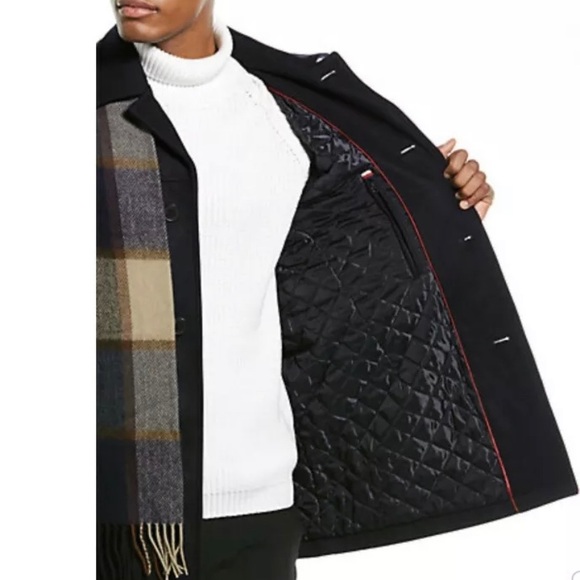 TOMMY HILFIGER MEN WOOL MELTON WALKING COAT SCARF - Picture 3 of 3